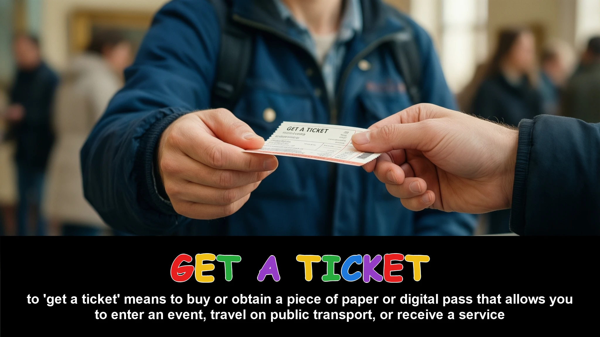 English Illustration for get a ticket